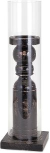 21 Inch Wood and Glass Candle Holder