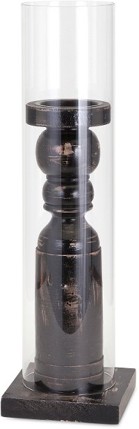 21 Inch Wood and Glass Candle Holder