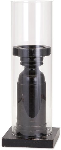 17 Inch Wood and Glass Candle Holder