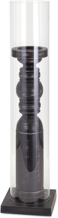 26 Inch Wood and Glass Candle Holder