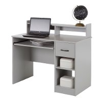 10138 Soft Gray Desk With Keyboard Tray - Axess -2