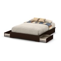 10161 Chocolate Queen Platform Bed with 2 Drawers (60 Inch) - Basic