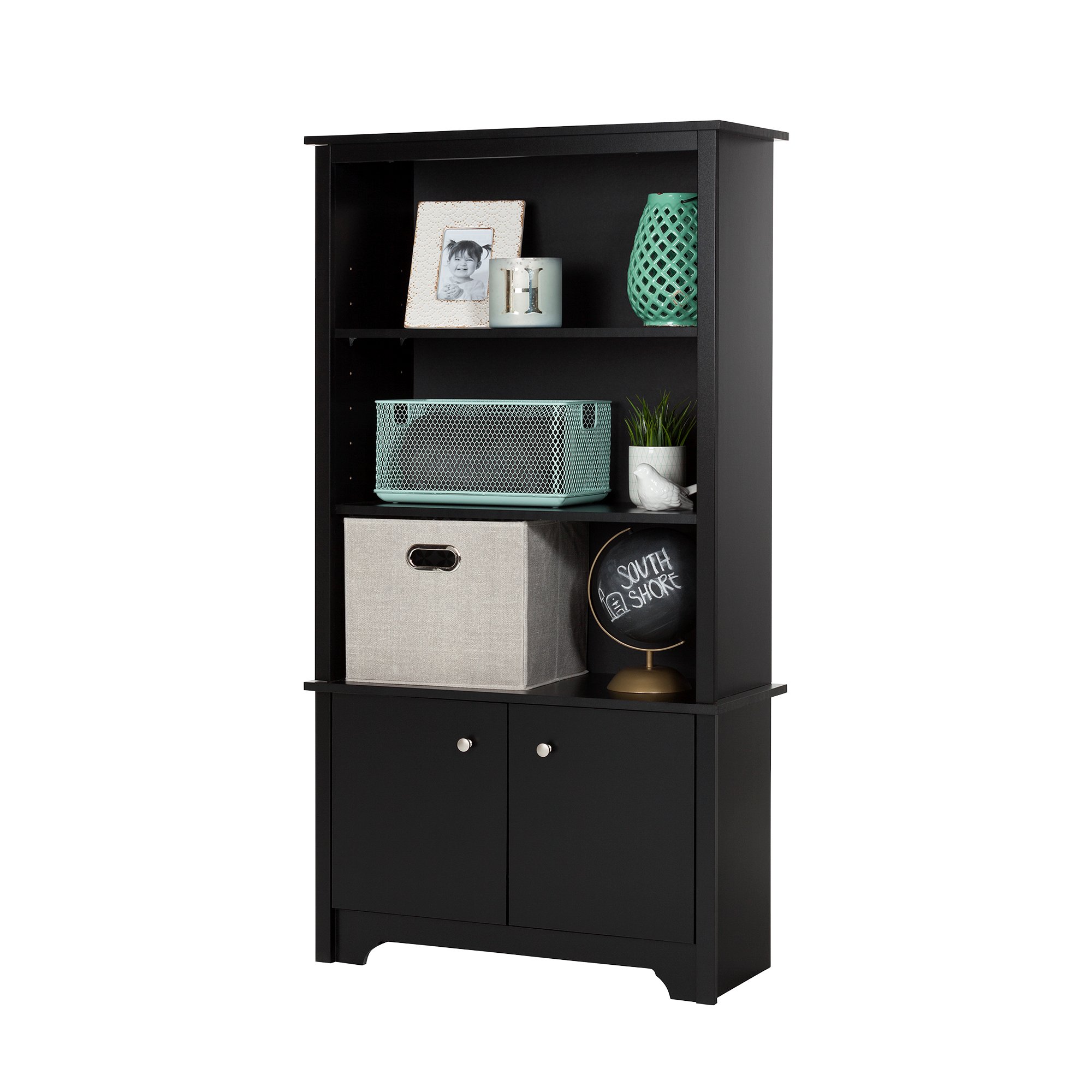 10331 Black 3-Shelf Storage Bookcase - Vito -2