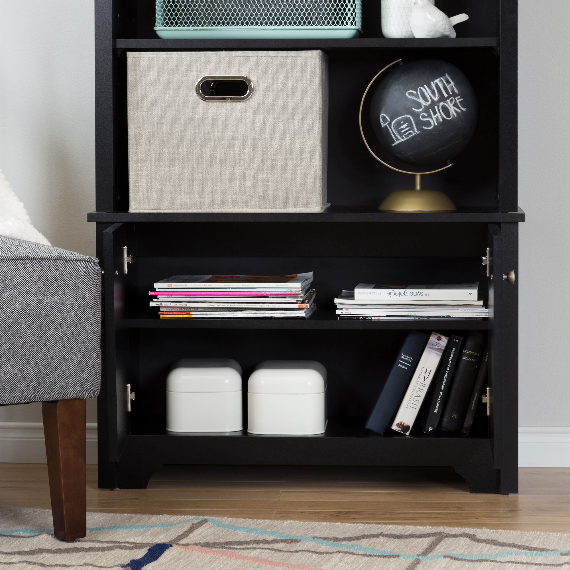 10331 Black 3-Shelf Storage Bookcase - Vito -4