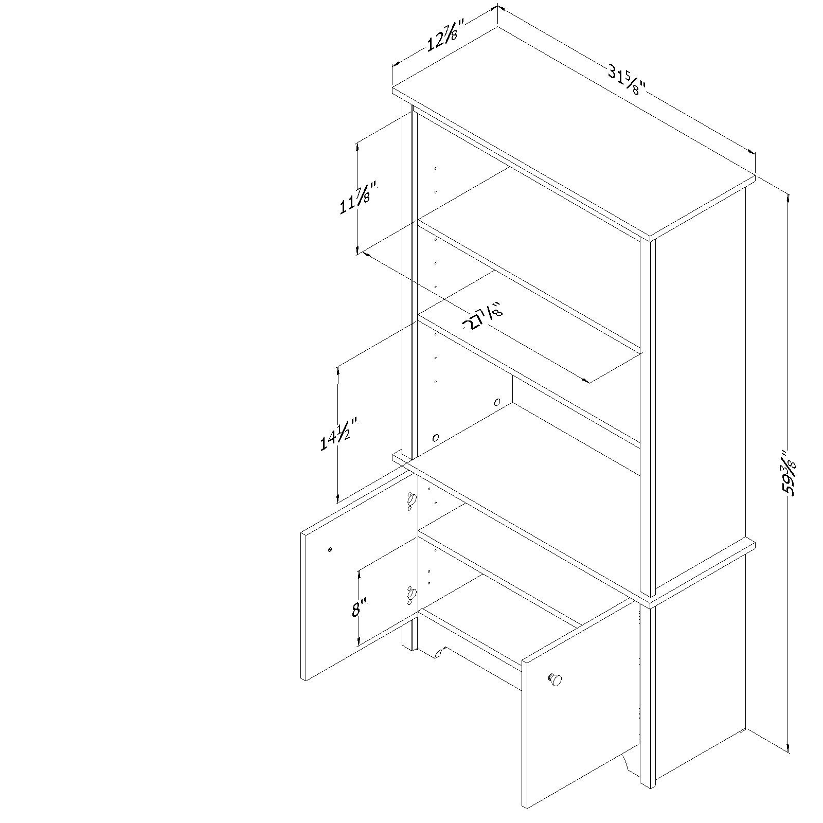 10331 Black 3-Shelf Storage Bookcase - Vito -6
