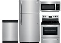 SS-4PC-ELE-PACKAGE Frigidaire 4 Piece Electric Kitchen Appliance Package with 18 Cu. Ft. Refrigerator - Stainless Steel