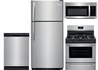 SS-4PC-GAS-PACKAGE Frigidaire 4 Piece Gas Kitchen Appliance Package with 18 Cu. Ft. Refrigerator - Stainless Steel