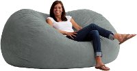 6 Ft. XL Steel Gray Comfort Suede Beanbag - Fuf