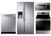KIT Samsung 4 Piece Electric Kitchen Appliance Package with Side by Side Refrigerator - Stainless Steel