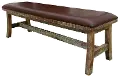 Antique Pine Bench with Upholstered Seat