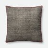 P0435MH Magnolia Home Furniture Gray Throw Pillow with Red Stitching