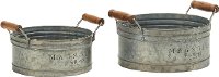 Magnolia Home Furniture Round Metal Trays with Handles - Set of 2