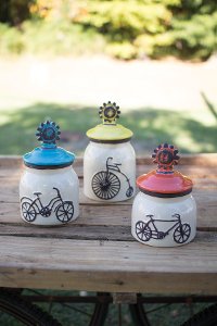 Assorted Ceramic Bicycle Canister
