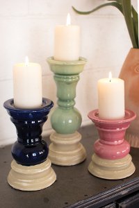 6 Inch Pink Ceramic Candle Holder