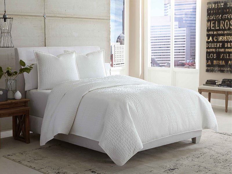 Ashworth Queen White Bedding Collection, White Queen Bed Comforter