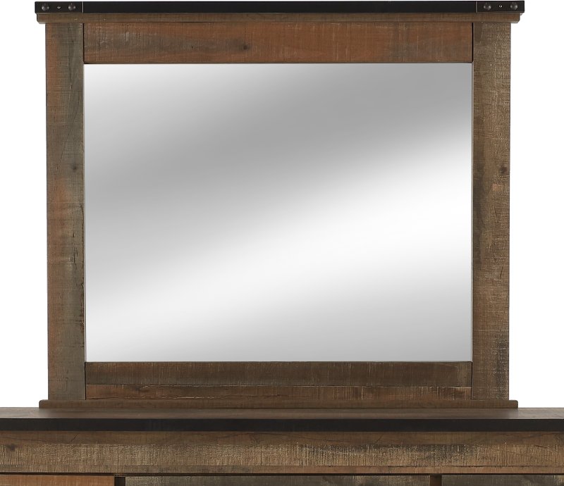 Contemporary Rustic Oak Mirror Trinell RC Willey Furniture Store