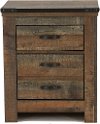 Contemporary Rustic Oak 2-Drawer Nightstand - Trinell