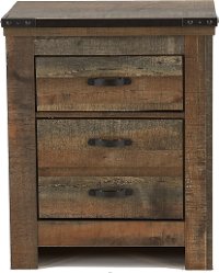 Contemporary Rustic Oak 2-Drawer Nightstand - Trinell