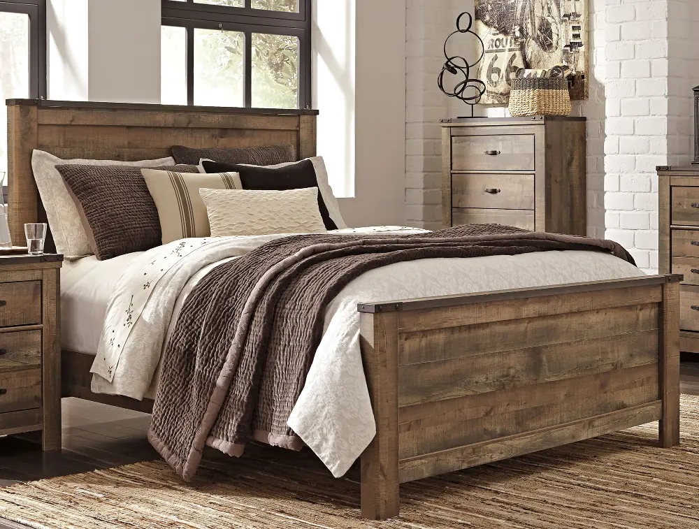 Trinell Rustic Oak King Bed-1