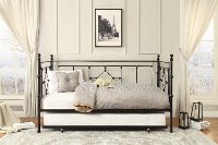 Black Classic Contemporary Metal Daybed with Trundle - Alexis
