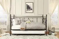Black Classic Contemporary Metal Daybed with Trundle - Alexis