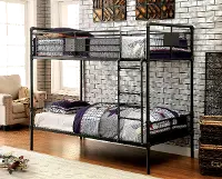 Alexander Industrial Black Metal Twin-over-Twin Bunk Bed