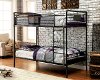 Black Metal Casual Industrial Twin-over-Twin Bunk Bed - Alexander