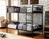 Black Metal Casual Industrial Twin-over-Twin Bunk Bed - Alexander
