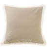 Tan Burlap with Off-White Lace Trim Throw Pillow - Charlotte