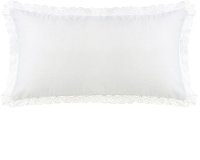 Extra Long Off-White Linen and Lace Trim Pillow - Charlotte