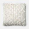 22 Inch White Fur Throw Pillow