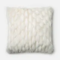 P0265 22 Inch White Fur Throw Pillow