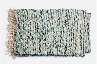 Blue and White Tweed Throw Blanket
