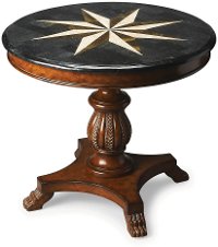 Brown Cherry Round Accent Hall Table
