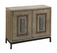 Burnished Driftwood 2 Door Cabinet with Iron Base