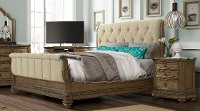Pecan Upholstered Queen Sleigh Bed - Touraine
