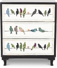 Painted 3 Drawer Bird on a Wire Chest