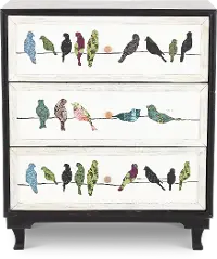 Painted 3 Drawer Bird on a Wire Chest