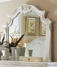 637-020/MIRROR Antique White Traditional Mirror - Chateau Monaco