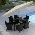 Warm White Tilting Patio Umbrella