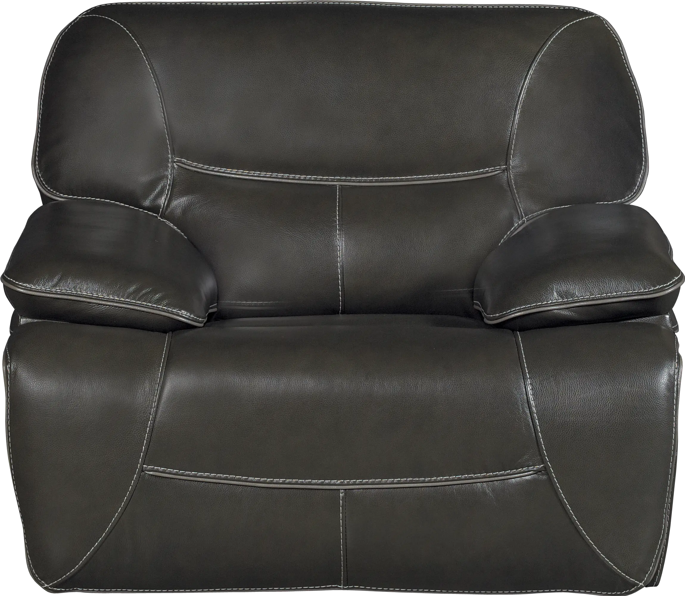 Steel Gray Leather-Match Power Glider Recliner - Max-1