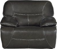 Steel Gray Leather-Match Power Glider Recliner - Max