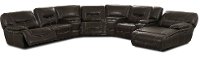 Ghost Gray Leather-Match Power Reclining Sectional Sofa - Max