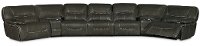 Ghost Gray Leather-Match Power Reclining Sectional Sofa - Max