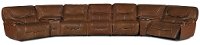 Brown Leather-Match Power Reclining Sectional Sofa - Max