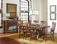 Birch and Metal 6 Piece Dining Set with Bench - District