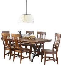 Light Brown Birch and Metal 6 Piece Dining Set with Bench - District-2