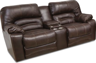 Chocolate Brown Leather-Match Power Reclining Loveseat - Legacy