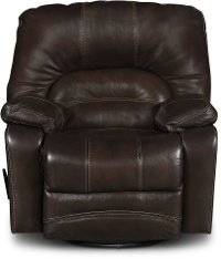 Brown Leather-Match Swivel Rocker Recliner - Legacy