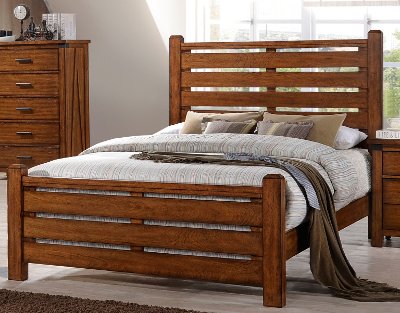 Rustic Barley Brown Queen Bed - Logan